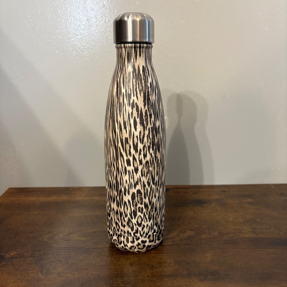 S'Well Cheetah Leopard Animal Print Brown Black Metal Water Bottle‎